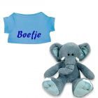 Blue de Olifant knuffel met naam geborduurd T-shirt Turquoise