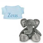 Ollie de Olifant knuffel met naam geborduurd | 14 kleuren | T-shirt Lichtblauw