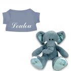 Blue de Olifant knuffel met naam geborduurd T-shirt Greyblue