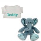 Blue de Olifant knuffel met naam geborduurd T-shirt Wit