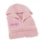 Dames badjas soft fleece met naam geborduurd | Roze | Clarysse