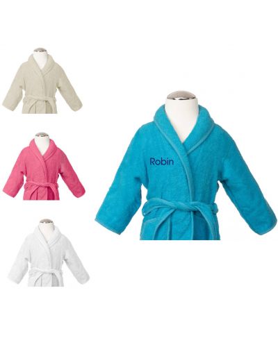 Kinderbadjas met naam geborduurd | 4 kleuren | Aqua | Clarysse