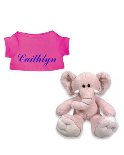 Rosa de Olifant knuffel met naam geborduurd T-shirt Fuchsia