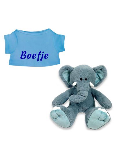 Blue de Olifant knuffel met naam geborduurd T-shirt Turquoise