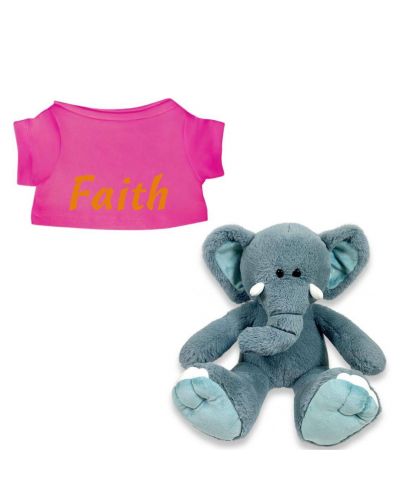 Blue de Olifant knuffel met naam geborduurd T-shirt Fuchsia