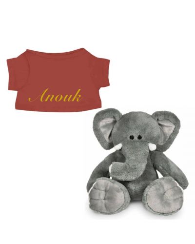 Ollie de Olifant knuffel met naam geborduurd | 14 kleuren | T-shirt Koper