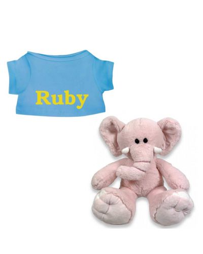 Rosa de Olifant knuffel met naam geborduurd T-shirt Turquoise