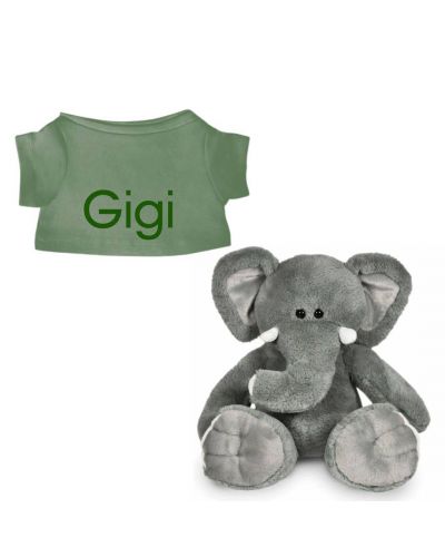 Ollie de Olifant knuffel met naam geborduurd | 14 kleuren | T-shirt Stonegreen