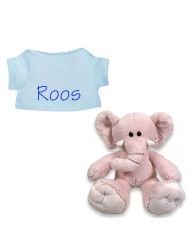 Rosa de Olifant knuffel met naam geborduurd T-shirt Lichtblauw