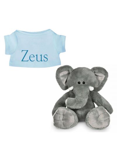 Ollie de Olifant knuffel met naam geborduurd | 14 kleuren | T-shirt Lichtblauw