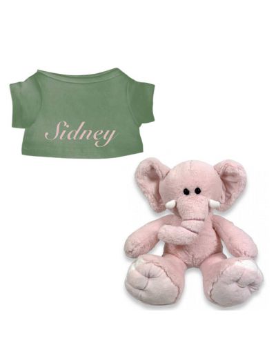 Rosa de Olifant knuffel met naam geborduurd T-shirt Stonegreen