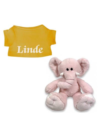 Rosa de Olifant knuffel met naam geborduurd T-shirt Oker