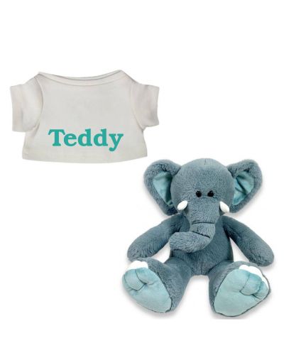 Blue de Olifant knuffel met naam geborduurd T-shirt Wit