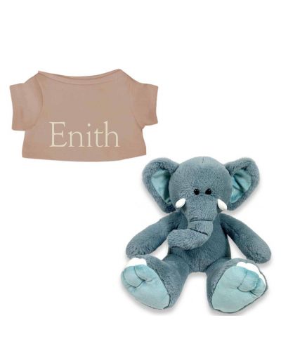 Blue de Olifant knuffel met naam geborduurd T-shirt Pinkstone