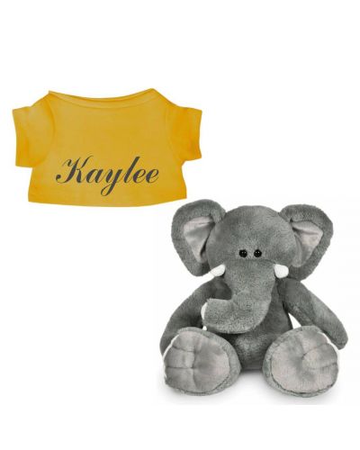 Ollie de Olifant knuffel met naam geborduurd | 14 kleuren | T-shirt Oker