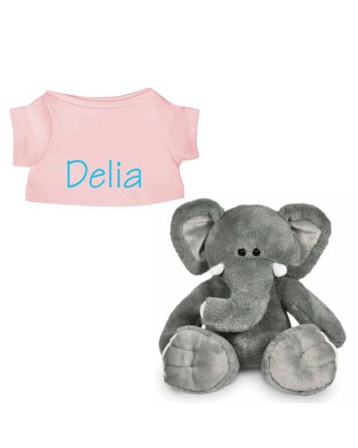 Ollie de Olifant knuffel met naam geborduurd | 14 kleuren | T-shirt Blush