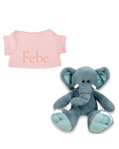 Blue de Olifant knuffel met naam geborduurd T-shirt Blush