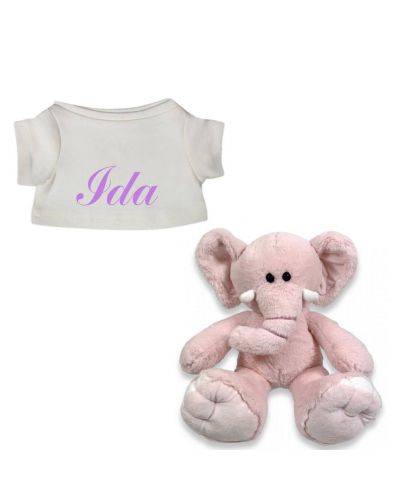 Rosa de Olifant knuffel met naam geborduurd T-shirt Wit