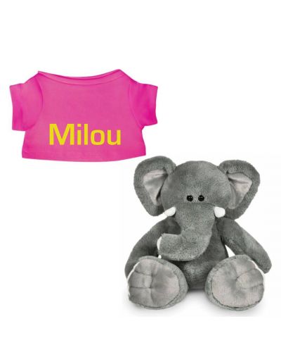 Ollie de Olifant knuffel met naam geborduurd | 14 kleuren | T-shirt Fuchsia