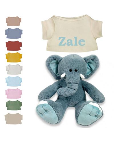 Blue de Olifant knuffel met naam geborduurd | 14 kleuren | T-shirt Ecru