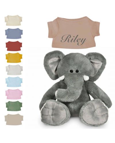 Ollie de Olifant knuffel met naam geborduurd | 14 kleuren | T-shirt Pinkstone