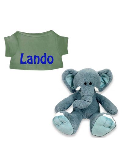 Blue de Olifant knuffel met naam geborduurd T-shirt Stonegreen