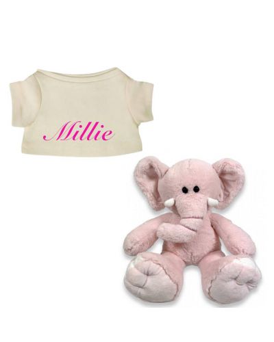 Rosa de Olifant knuffel met naam geborduurd T-shirt Ecru