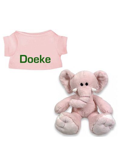 Rosa de Olifant knuffel met naam geborduurd T-shirt Blush