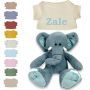 Blue de Olifant knuffel met naam geborduurd | 14 kleuren | T-shirt Ecru